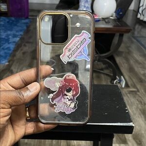 iPhone 14 Pro Max Clear Case with Anime Stickers.